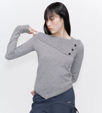 Oblique line button knit