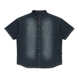 WASHED DENIM HALF SHIRT