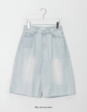 Nazumi Cube Washing Light Blue Bermuda Denim Pants