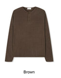 Mend Fingerhole Henley Neck Knit Long Sleeve