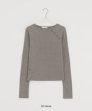 Kanit Diagonal Button Round Long Sleeve Tee