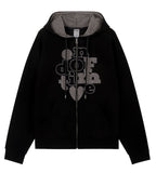 END OF TIME Applique Hooded Zip-Up