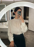 Riaki Frill See-Through Lace Blouse