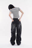 Milo snap wide denim pants