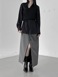Belle Adjust Diagonal Unbalanced Long Skirt