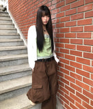 Riqui Cut Curved Wide Cargo Pants