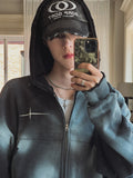 Overspray cropped hooded zip-up