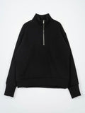 Patch knit half zip-up