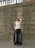 [unisex] Balon Lettering Washing Denim Black Blue Balloon Wide Pants