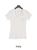 Lasso Eyelet Lettering Collar Tee