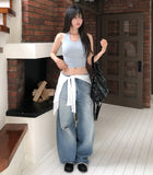 Tove Vintage Damaged Denim Pants