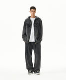 WASHED CUT OFF APPLIQUE SWEAT PANT