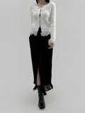 10% wool) Lezel Fringe Long Skirt