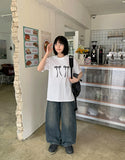 Tyoi Ribbon Printing Short Sleeve Tee