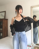 Donto color matching lace sleeveless