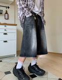 Steel black bermuda denim jeans