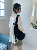 Morton back-slit see-through strap boxy fit long sleeve shirt