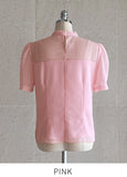 Melania See-Through Ribbon Tie Blouse