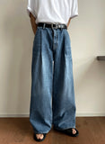 Roll-up wide washing denim