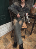 Desert washed wide denim