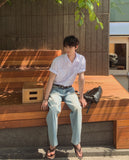 Minimal One-Pocket Roll-Up Short-Sleeve Shirt