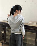 Homer Dot Raglan Two-Way Zipper Long Sleeve Hood Zip-Up