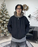 Rat Fur Hooded Bomber Jacket