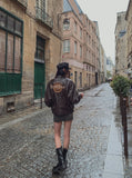 One de lock patch embroidery leather jumper
