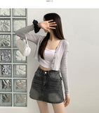 Back Pocket Point A-line Denim Skirt Shorts