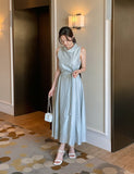 Winned High Neck Satin Sleeveless One Piece (Strap Set)