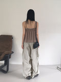 [MADE] Ferran chiffon shirring button sleeveless blouse