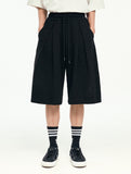 Wide Balloon Pintuck Sweat Bermuda Pants