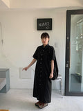 Dakono Collar Pocket Button Long One Piece