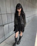 Hota Tiered Shirring Span Mini Skirt