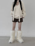 1177 Fur Platform Sole Long Boots (5cm)