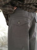 Charne Herringbone Wide Cotton Pants
