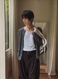 Rogen Ribbed Linen Button Cardigan