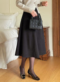 Lena Wool Brushed Banding Flare Skirt