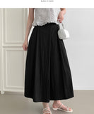 Summer Unbalanced Pintuck A-line Poly Long Skirt