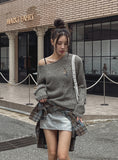 Autumn Damage Boat Neck Knitwear