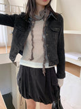 Niven Vintage Black Denim Span Cropped Denim Jacket