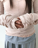 Miak Shirring Off-Shoulder Ribbed T-Shirt
