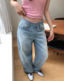 Blush Lace Sagging Denim Pants