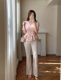 Benzel V-neck Peplum Blouse