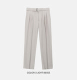 Two Tuck Semi Wide Belt Slacks