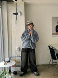 Catsy washed denim wide pants