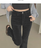 Velvet Corduroy Brushed Slim-Fit Bootcut Span Pants