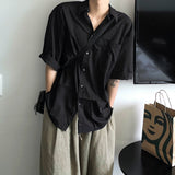 Matte Black Linen Short Sleeve Shirt