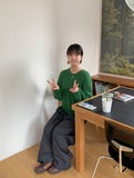 Cowzen Mix Color Round Knit Cardigan