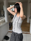 FRILL SHIRRING SLEEVELESS